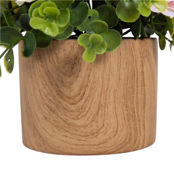 4.5” Artificial Floral in Wood Grain Ceramic Container - Picture 6 of 7